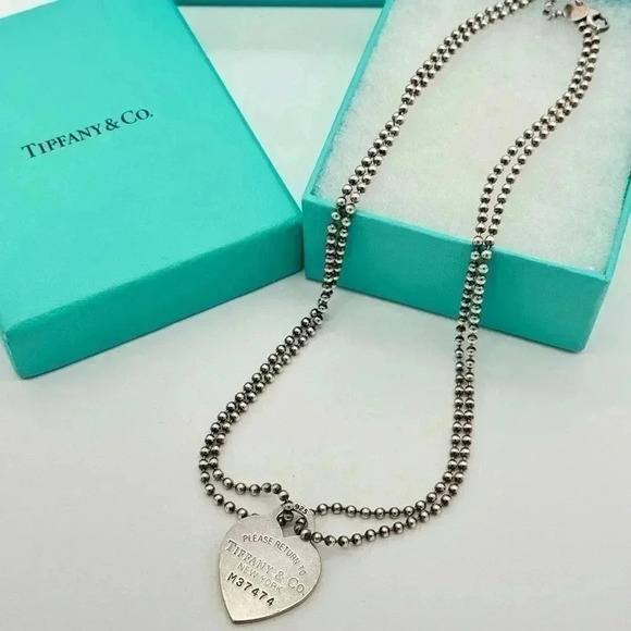 Retired Tiffany & Co Necklace Tag bead Necklace - Picture 2 of 4